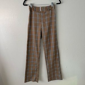 High waist plaid boot leg pants